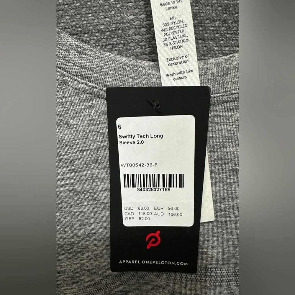 393 Lululemon Peloton | NWT Sri Lanka Swiftly Tech Long Sleeve 2.0 Gray (Size 6) - Picture 12 of 16